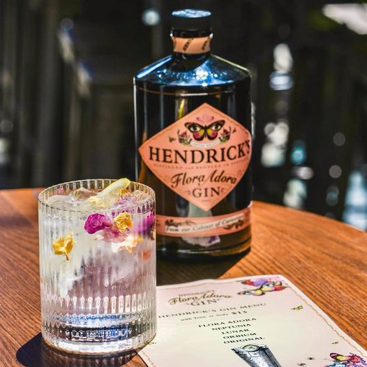 Summer Hendricks gin bottle with glass